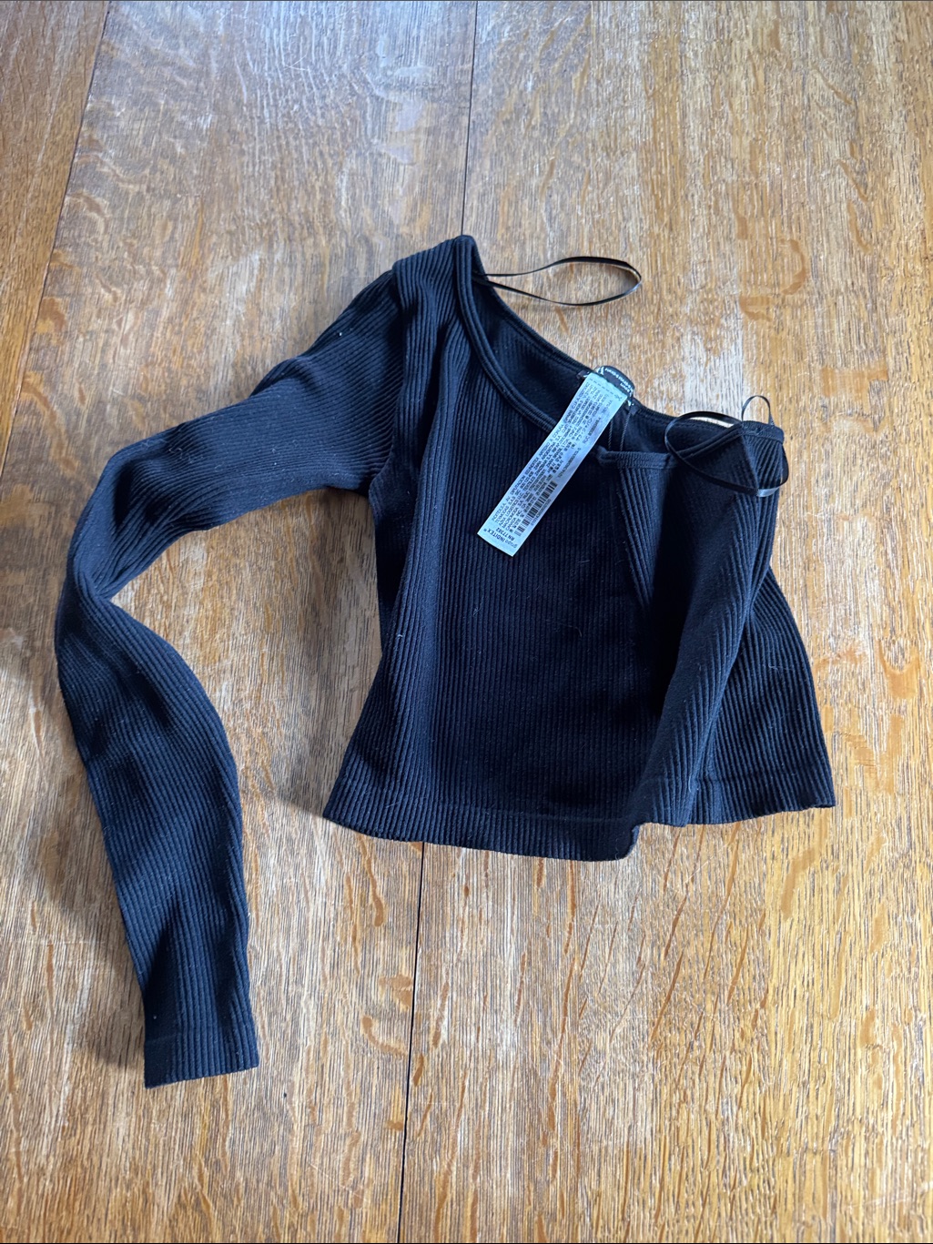 Zara Black Ribbed One-Shoulder Top